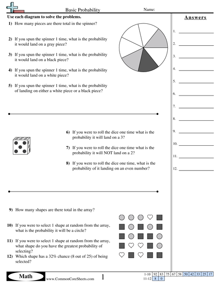 Probability Worksheets Free CommonCoreSheets